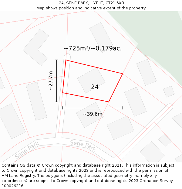 24, SENE PARK, HYTHE, CT21 5XB: Plot and title map
