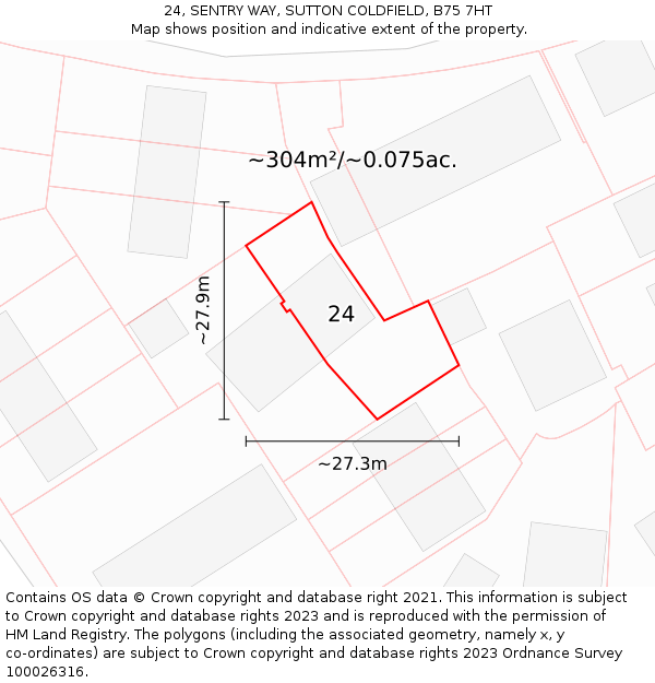 24, SENTRY WAY, SUTTON COLDFIELD, B75 7HT: Plot and title map