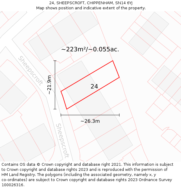 24, SHEEPSCROFT, CHIPPENHAM, SN14 6YJ: Plot and title map