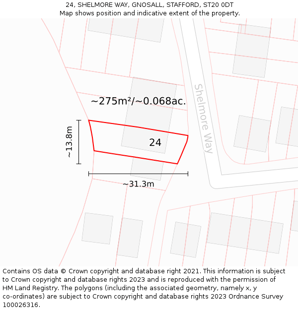 24, SHELMORE WAY, GNOSALL, STAFFORD, ST20 0DT: Plot and title map