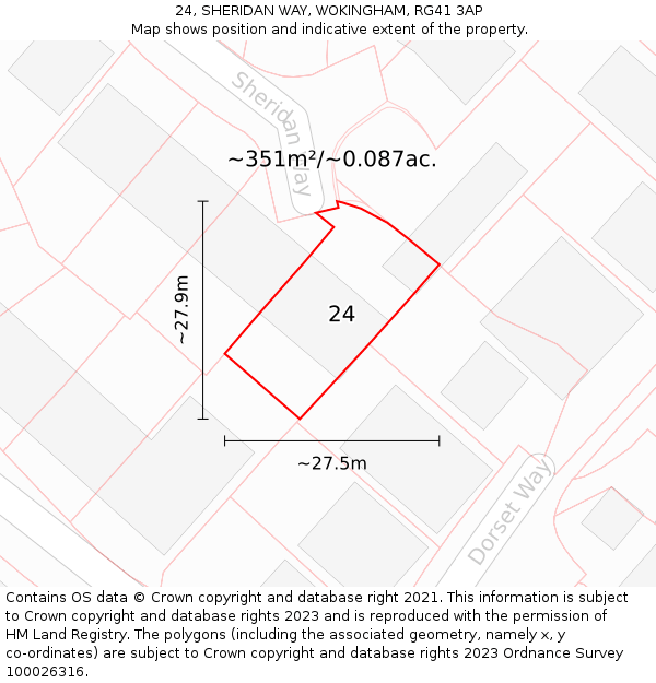 24, SHERIDAN WAY, WOKINGHAM, RG41 3AP: Plot and title map