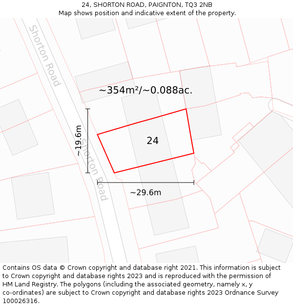 24, SHORTON ROAD, PAIGNTON, TQ3 2NB: Plot and title map