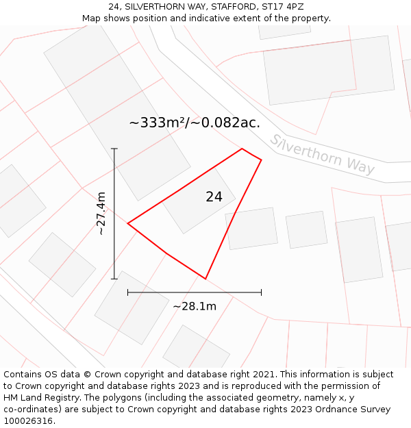 24, SILVERTHORN WAY, STAFFORD, ST17 4PZ: Plot and title map