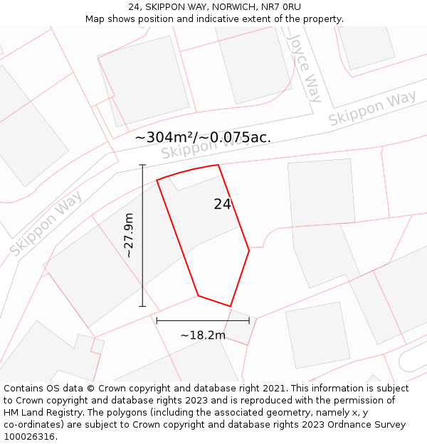 24, SKIPPON WAY, NORWICH, NR7 0RU: Plot and title map