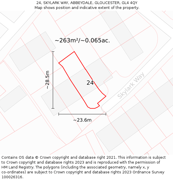 24, SKYLARK WAY, ABBEYDALE, GLOUCESTER, GL4 4QY: Plot and title map