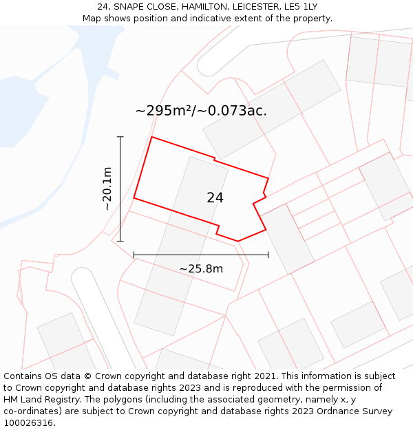 24, SNAPE CLOSE, HAMILTON, LEICESTER, LE5 1LY: Plot and title map