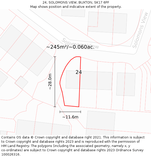 24, SOLOMONS VIEW, BUXTON, SK17 6PF: Plot and title map
