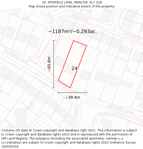 24, SPINFIELD LANE, MARLOW, SL7 2LB: Plot and title map