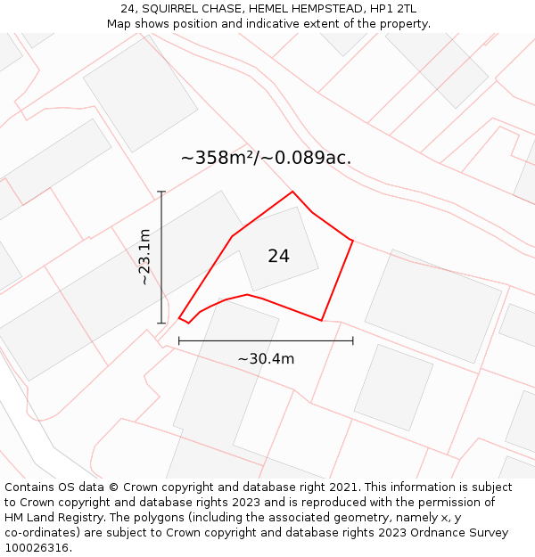 24, SQUIRREL CHASE, HEMEL HEMPSTEAD, HP1 2TL: Plot and title map