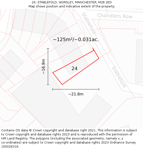 24, STABLEFOLD, WORSLEY, MANCHESTER, M28 2ED: Plot and title map