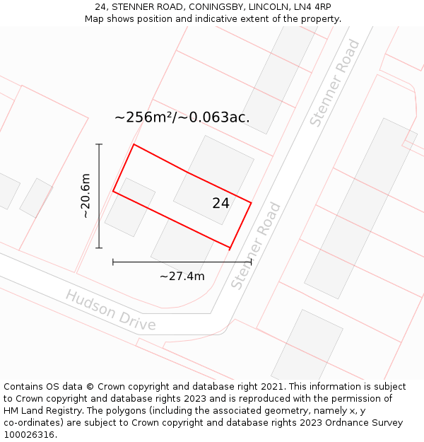 24, STENNER ROAD, CONINGSBY, LINCOLN, LN4 4RP: Plot and title map