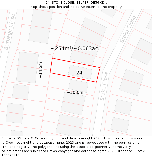 24, STOKE CLOSE, BELPER, DE56 0DN: Plot and title map