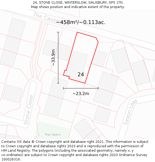 24, STONE CLOSE, WINTERSLOW, SALISBURY, SP5 1TN: Plot and title map