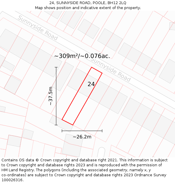 24, SUNNYSIDE ROAD, POOLE, BH12 2LQ: Plot and title map