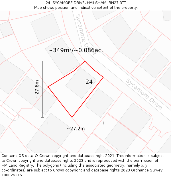 24, SYCAMORE DRIVE, HAILSHAM, BN27 3TT: Plot and title map