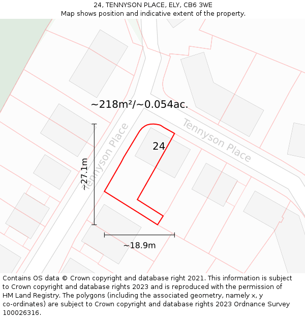 24, TENNYSON PLACE, ELY, CB6 3WE: Plot and title map