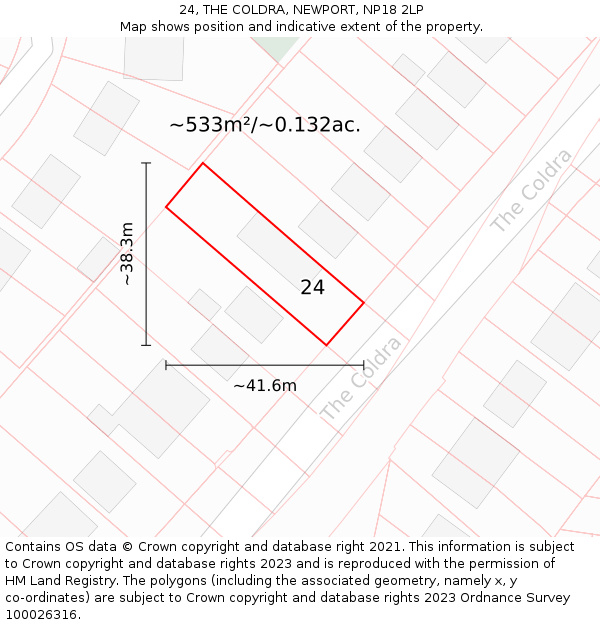24, THE COLDRA, NEWPORT, NP18 2LP: Plot and title map