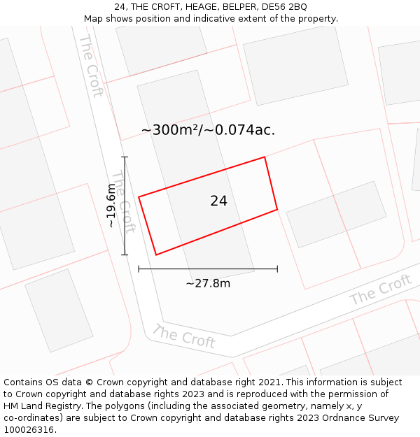 24, THE CROFT, HEAGE, BELPER, DE56 2BQ: Plot and title map