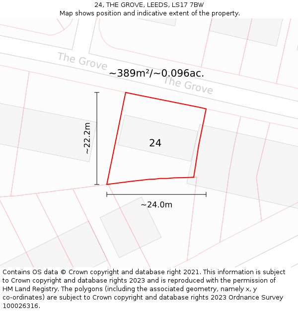 24, THE GROVE, LEEDS, LS17 7BW: Plot and title map