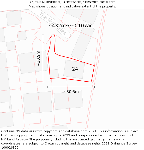 24, THE NURSERIES, LANGSTONE, NEWPORT, NP18 2NT: Plot and title map