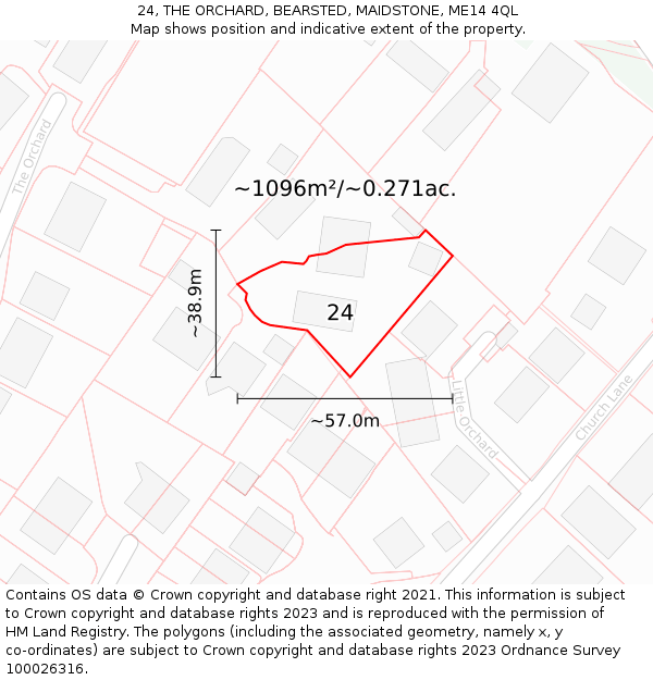 24, THE ORCHARD, BEARSTED, MAIDSTONE, ME14 4QL: Plot and title map