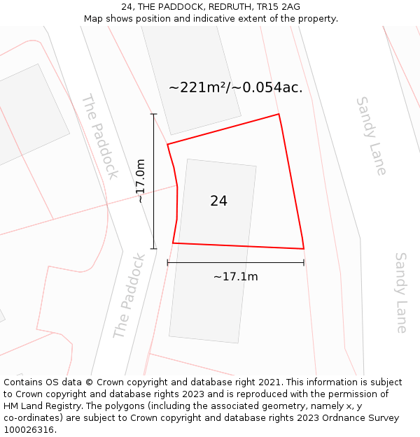 24, THE PADDOCK, REDRUTH, TR15 2AG: Plot and title map