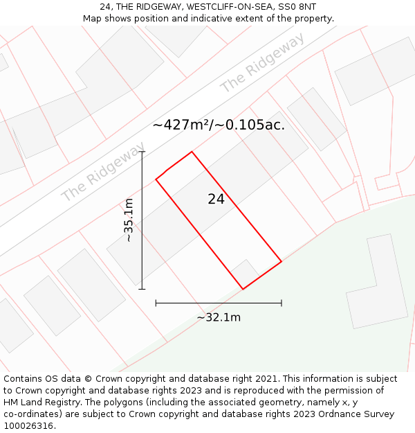 24, THE RIDGEWAY, WESTCLIFF-ON-SEA, SS0 8NT: Plot and title map