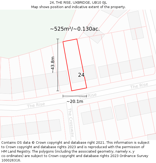 24, THE RISE, UXBRIDGE, UB10 0JL: Plot and title map