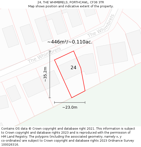 24, THE WHIMBRELS, PORTHCAWL, CF36 3TR: Plot and title map