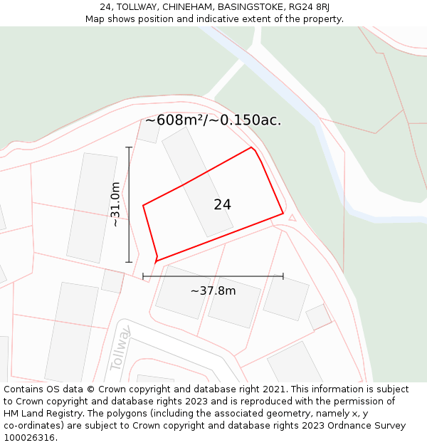 24, TOLLWAY, CHINEHAM, BASINGSTOKE, RG24 8RJ: Plot and title map
