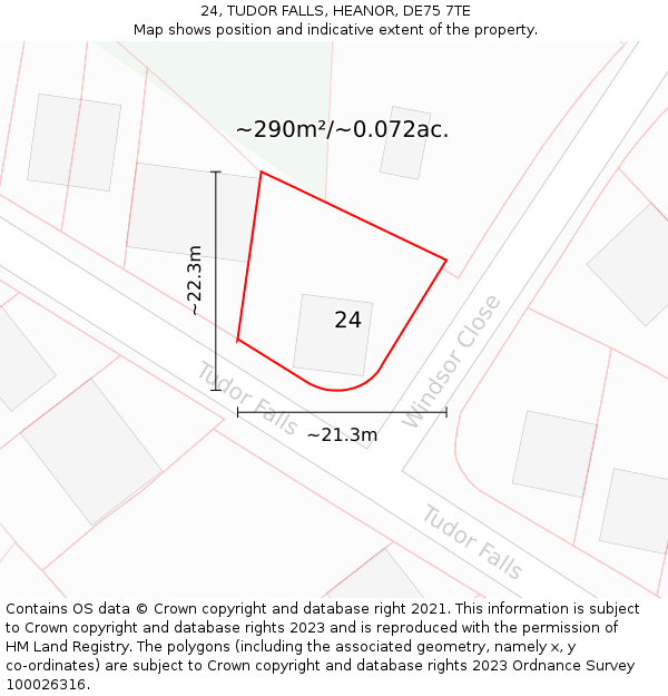 24, TUDOR FALLS, HEANOR, DE75 7TE: Plot and title map