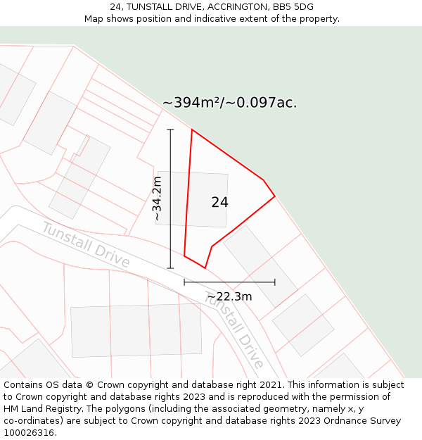 24, TUNSTALL DRIVE, ACCRINGTON, BB5 5DG: Plot and title map