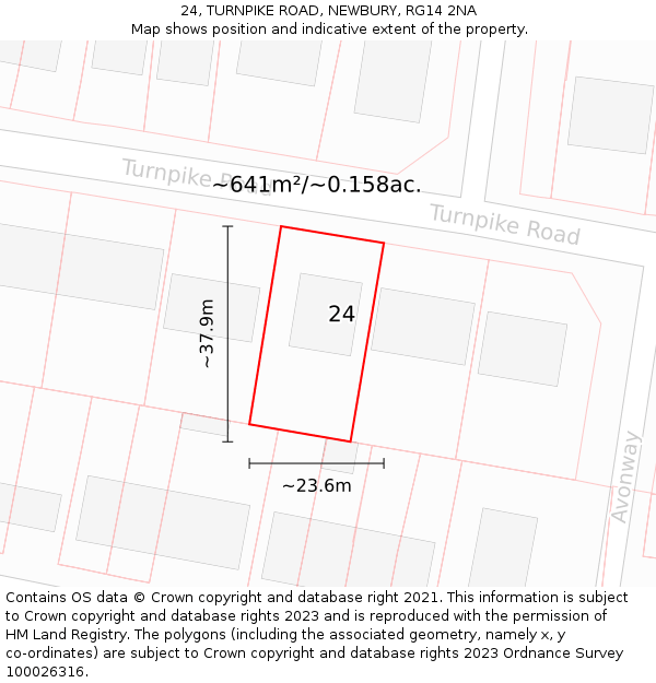 24, TURNPIKE ROAD, NEWBURY, RG14 2NA: Plot and title map
