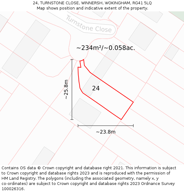 24, TURNSTONE CLOSE, WINNERSH, WOKINGHAM, RG41 5LQ: Plot and title map