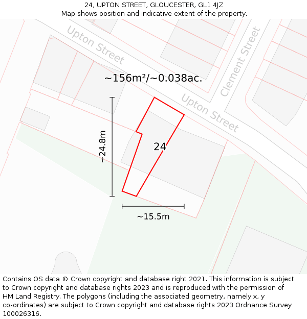 24, UPTON STREET, GLOUCESTER, GL1 4JZ: Plot and title map