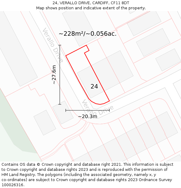 24, VERALLO DRIVE, CARDIFF, CF11 8DT: Plot and title map