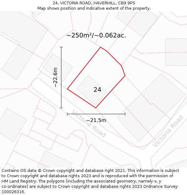 24, VICTORIA ROAD, HAVERHILL, CB9 9PS: Plot and title map