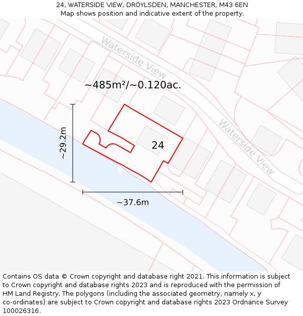 24, WATERSIDE VIEW, DROYLSDEN, MANCHESTER, M43 6EN: Plot and title map