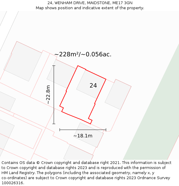 24, WENHAM DRIVE, MAIDSTONE, ME17 3GN: Plot and title map