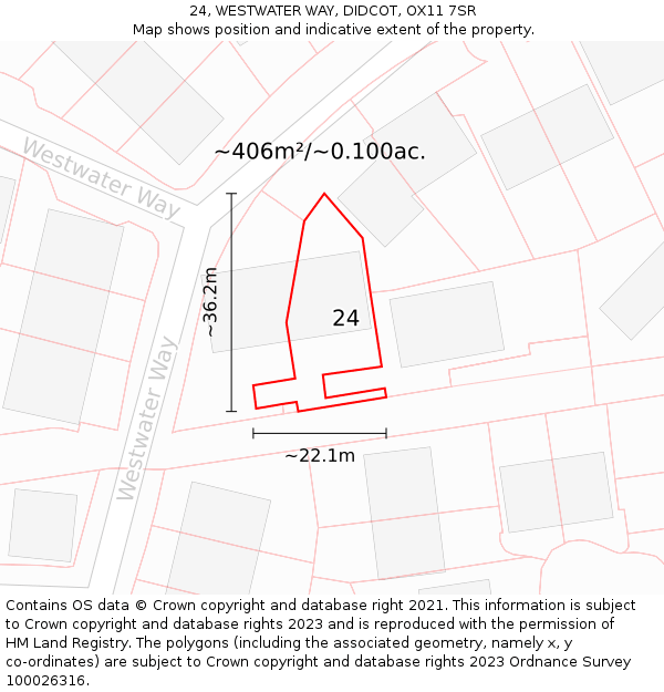 24, WESTWATER WAY, DIDCOT, OX11 7SR: Plot and title map