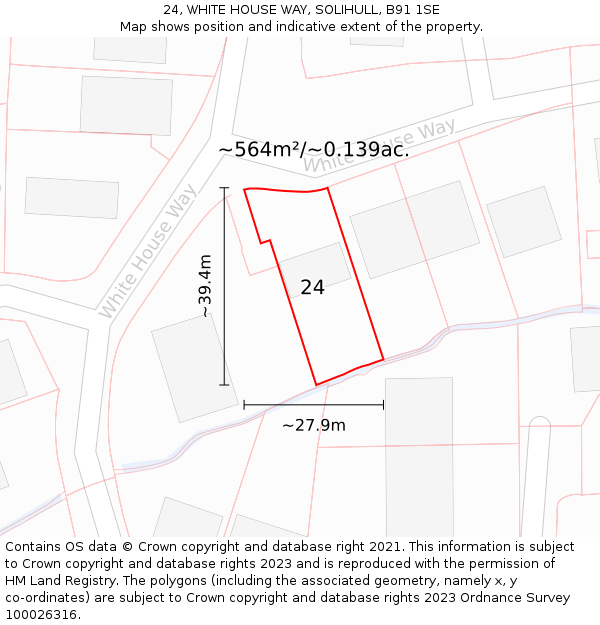 24, WHITE HOUSE WAY, SOLIHULL, B91 1SE: Plot and title map