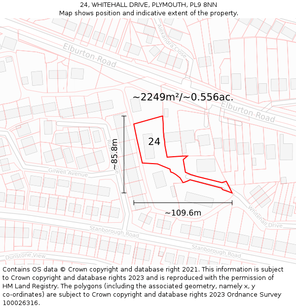 24, WHITEHALL DRIVE, PLYMOUTH, PL9 8NN: Plot and title map