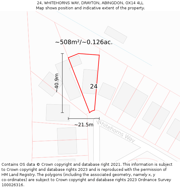 24, WHITEHORNS WAY, DRAYTON, ABINGDON, OX14 4LL: Plot and title map