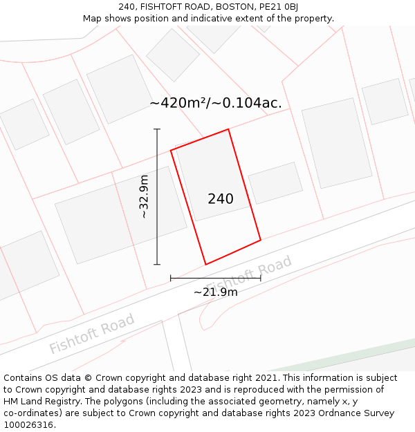 240, FISHTOFT ROAD, BOSTON, PE21 0BJ: Plot and title map