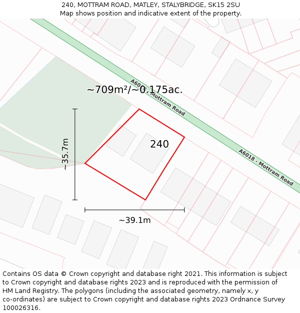240, MOTTRAM ROAD, MATLEY, STALYBRIDGE, SK15 2SU: Plot and title map