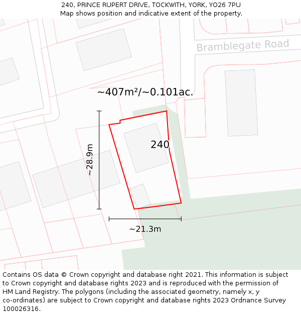 240, PRINCE RUPERT DRIVE, TOCKWITH, YORK, YO26 7PU: Plot and title map
