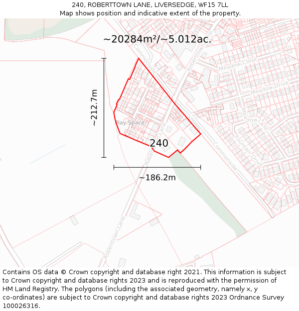 240, ROBERTTOWN LANE, LIVERSEDGE, WF15 7LL: Plot and title map