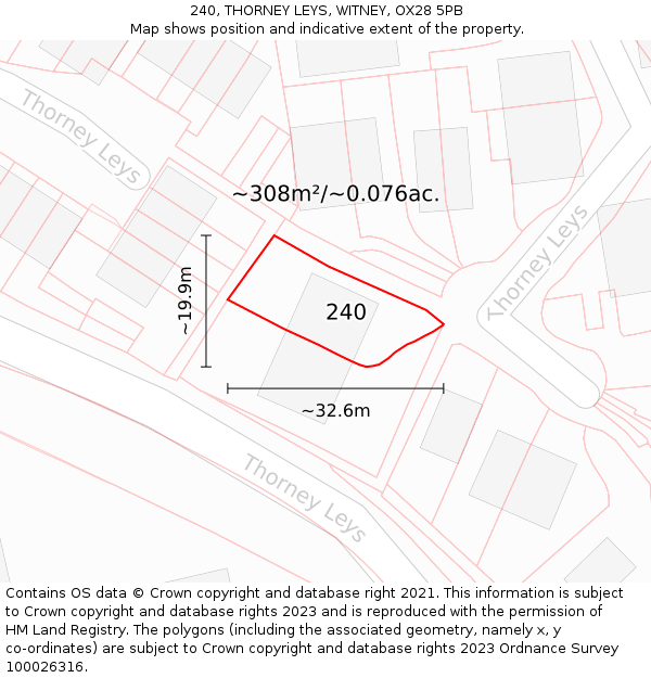 240, THORNEY LEYS, WITNEY, OX28 5PB: Plot and title map