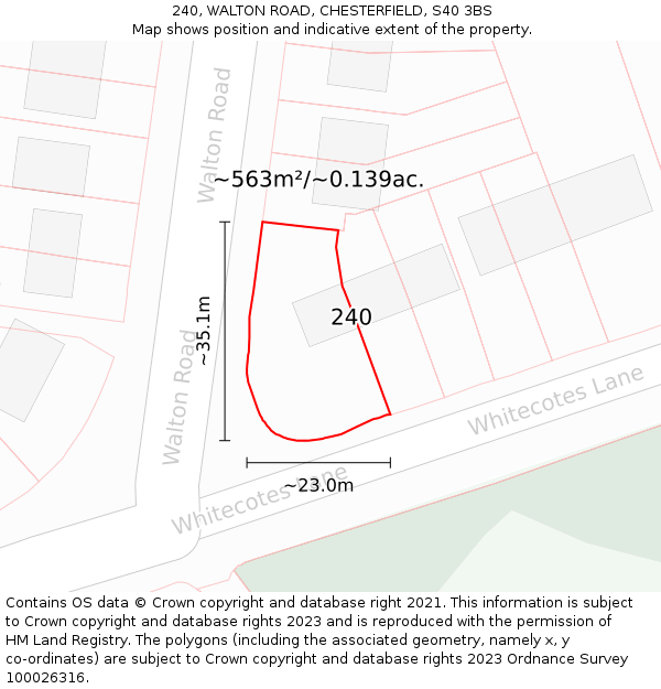 240, WALTON ROAD, CHESTERFIELD, S40 3BS: Plot and title map
