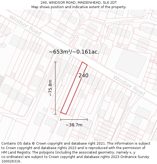 240, WINDSOR ROAD, MAIDENHEAD, SL6 2DT: Plot and title map